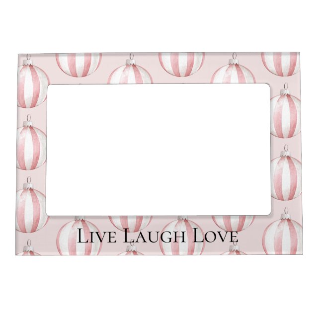 Chic Boho Blush Pink Striped Christmas Ornaments Magnetic Frame (Front)
