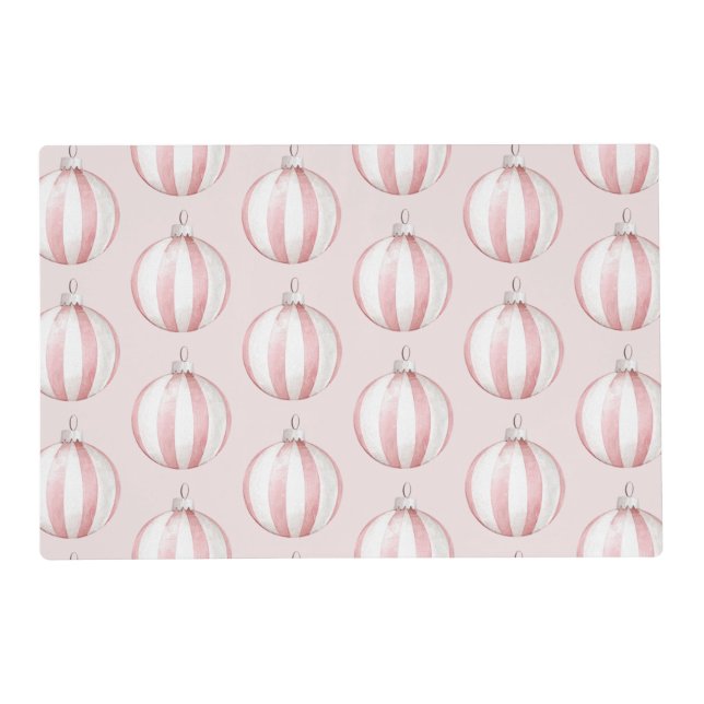 Chic Boho Blush Pink Striped Ornaments Placemat (Front)