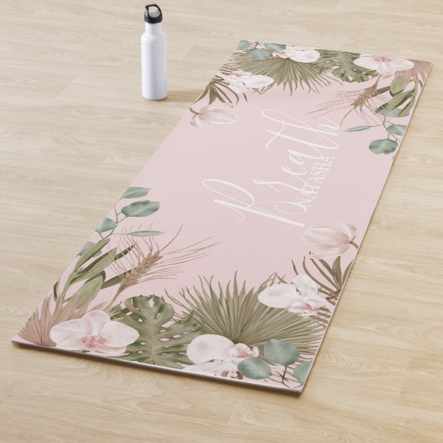 Chic Boho Botanical 'Breath' Personalized Yoga Mat (In Situ)