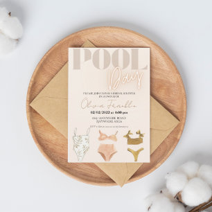 Chic boho bridal shower pool party invitation