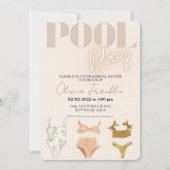Chic boho bridal shower pool party invitation (Front)