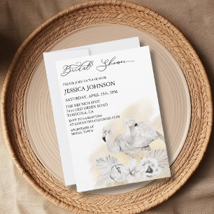 Chic Boho Bridal Shower White Flamingo Tropical Invitation
