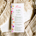 Chic boho bright wild flowers garden wedding  menu<br><div class="desc">Add a touch of bohemian elegance to your wedding dinner with this Modern Chic Boho Bright Elegant Colorful wild flowers wedding menu. Featuring pink, red, green, and purple hues botanical flowers inspired by wildflowers and watercolor rustic gardens with subtle greenery and modern boho script typography. With elegant modern script typography,...</div>