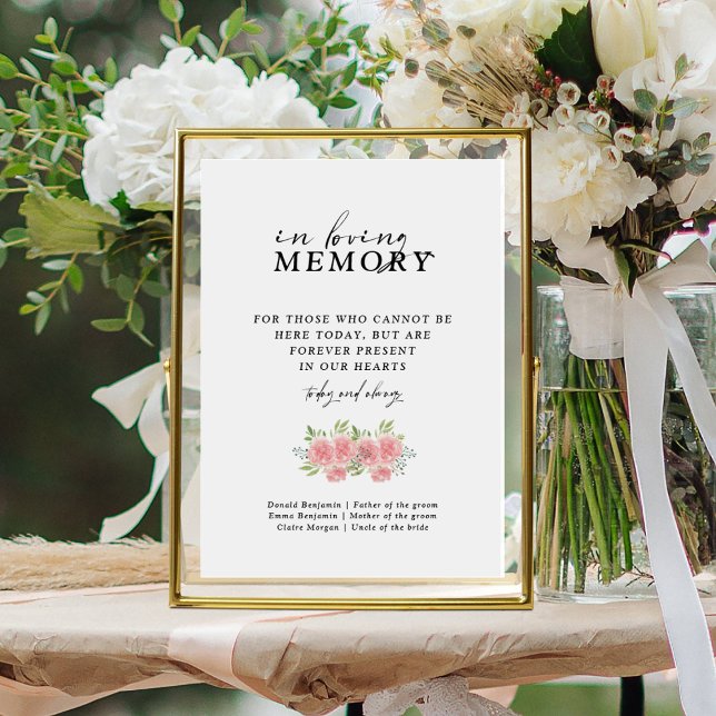 Chic Boho Carnation In Loving Memory Wedding Sign (Creator Uploaded)