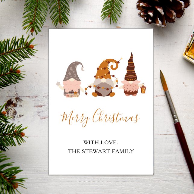 Chic Boho Christmas Gnome Modern Holiday Card (Creator Uploaded)