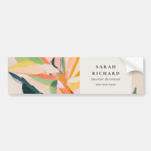 Chic Boho Colorful Bird Of Paradise Painted Floral Bumper Sticker