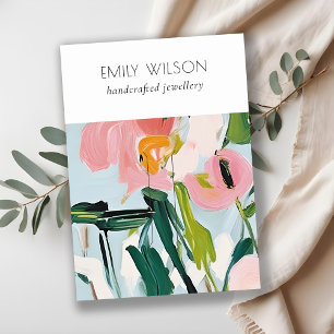 Chic Boho Colorful Pink Blue Painted Floral Haipin Business Card