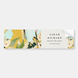 Chic Boho Colorful Yellow Ochre Painted Floral Bumper Sticker