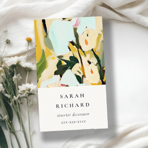Chic Boho Colorful Yellow Ochre Painted Floral Business Card