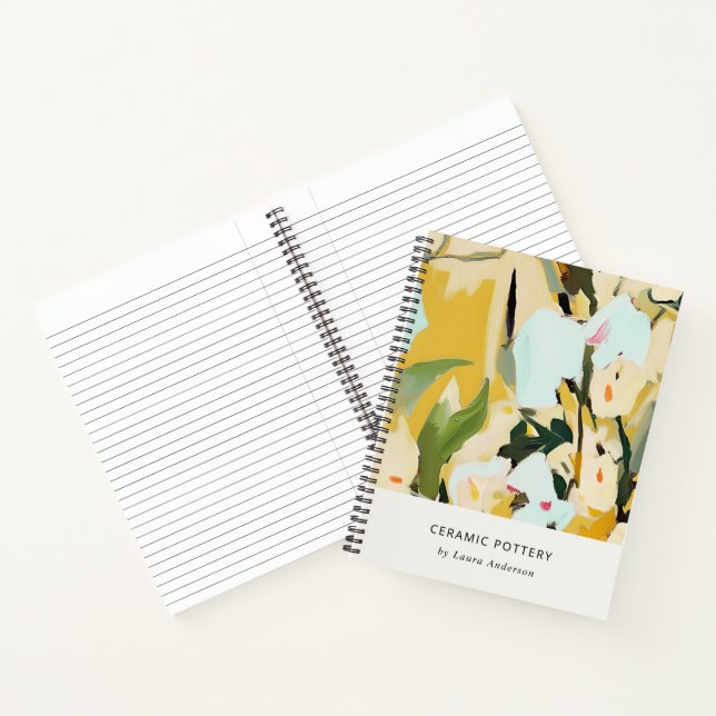 Chic Boho Colorful Yellow Ochre Painted Floral Notebook (Inside)