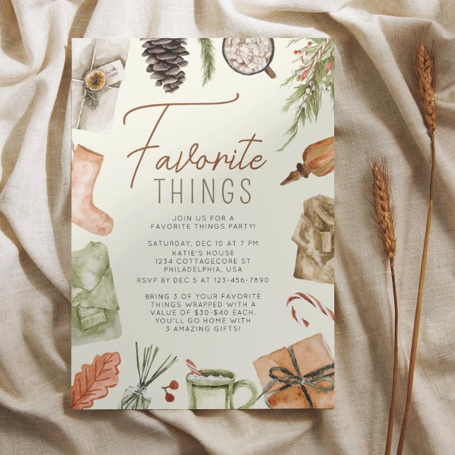 Chic Boho Cozy Holiday Favorite Things Party Invitation (Creator Uploaded)