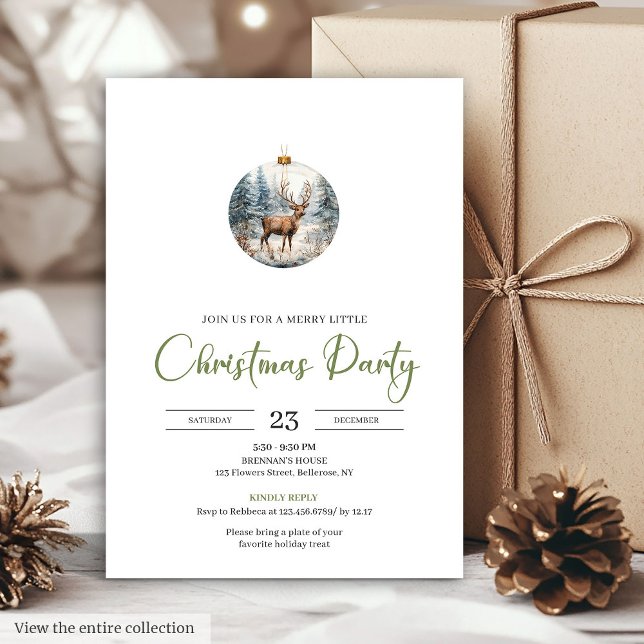 Chic Boho Cozy Winter Scene Deer Christmas Invitation (Chic Boho Cozy Winter Scene Deer Christmas Invitation)