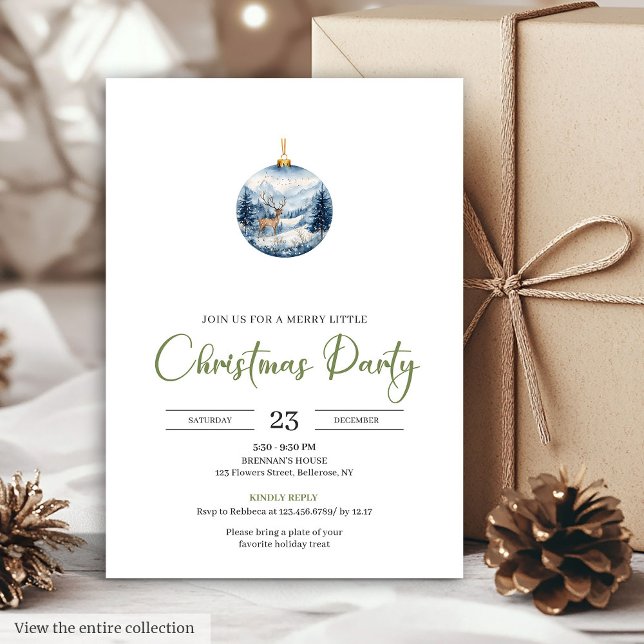 Chic Boho Cozy Winter Scene Deer Christmas Invitation (Chic Boho Cozy Winter Scene Deer Christmas Invitation)