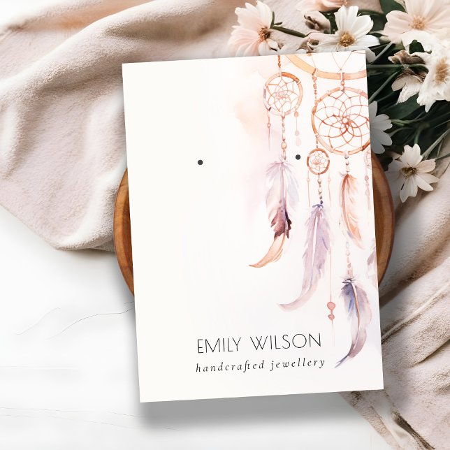Chic Boho Dreamcatcher Watercolor Earring Display Business Card (Creator Uploaded)