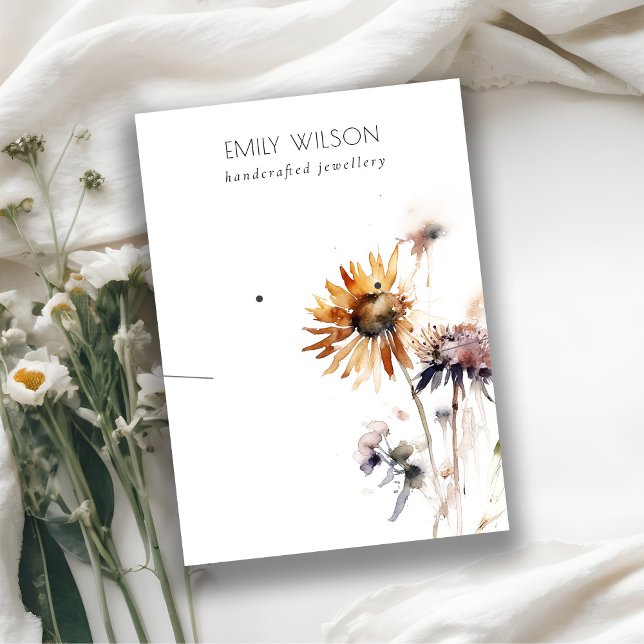 Chic Boho Dry Wildflower Necklace Earring Display Business Card (Creator Uploaded)