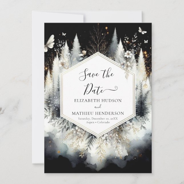 Chic Boho Enchanted Forest Wedding Save The Date (Front)