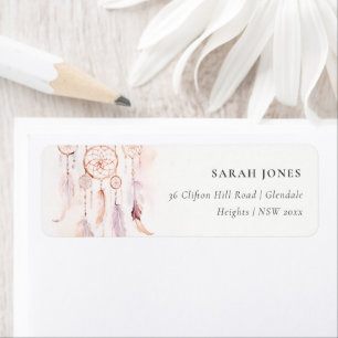 Chic Boho Feather Dreamcatcher Watercolor Address Label