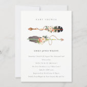 Chic Boho Feather Floral Arrow Baby Shower Invite (Front)