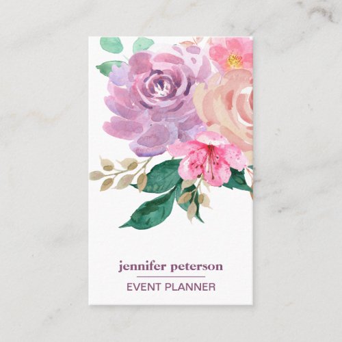Chic  Boho Floral  Bloom  Social Media Icons Business Card