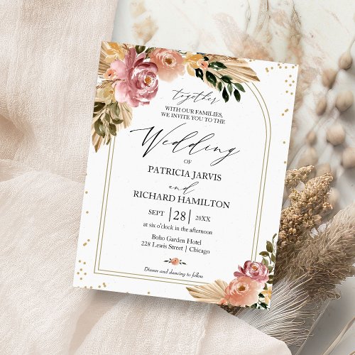 Chic Boho Floral Budget Wedding Invitations Flyer