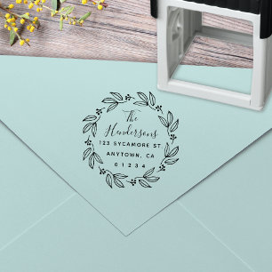 Chic Boho Floral Wreath Return Address Self-inking Stamp