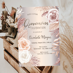 Chic Boho Flowers Quinceañera Invitation