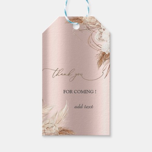 Chic Boho Flowers Rose Gold Wedding Gift Tags