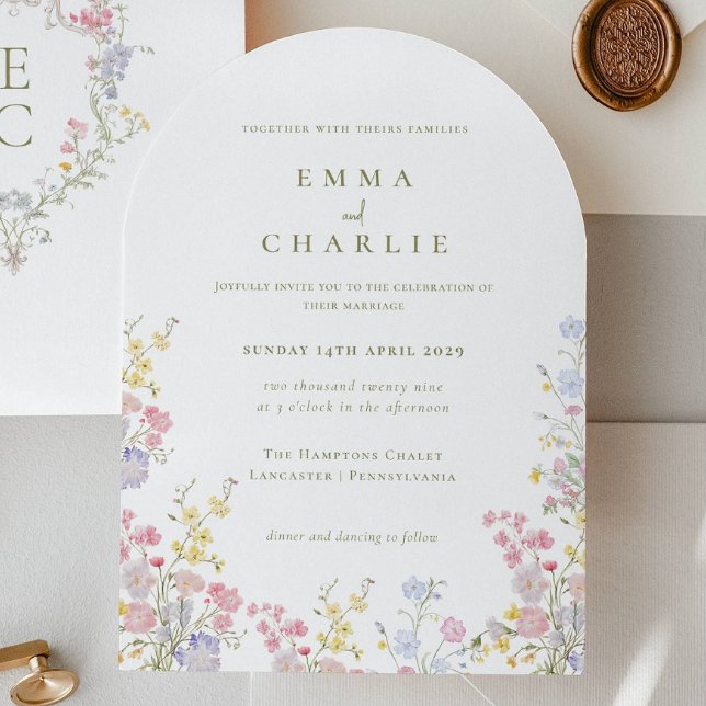 Chic Boho Garden Wildflowers Spring Summer Wedding Invitation (Creator Uploaded)