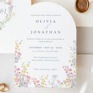 Chic Boho Garden Wildflowers Spring Summer Wedding Invitation