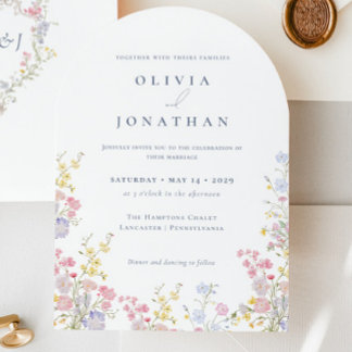 Chic Boho Garden Wildflowers Spring Summer Wedding Invitation