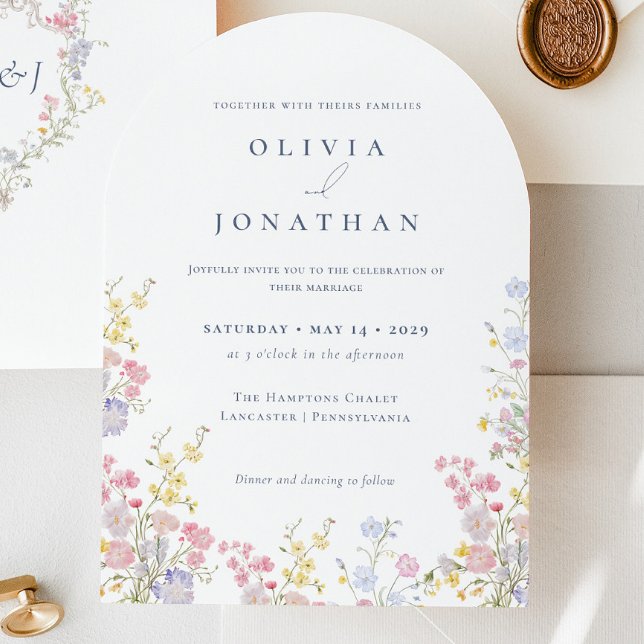 Chic Boho Garden Wildflowers Spring Summer Wedding Invitation (Chic Boho Garden Wildflowers Spring Summer Wedding Invitation)