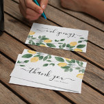 Chic Boho Lemon & Greenery Watercolor  Thank You Card<br><div class="desc">Chic thank you card features elegant calligraphy script, a rustic textured affect white background, watercolor citrus mouthwatering lemons, delicate white blossom flowers and handpainted greenery. Personalize with your information or click "customize further" to edit font styles, size and colors. Can also be personalized on the back with your own typed...</div>