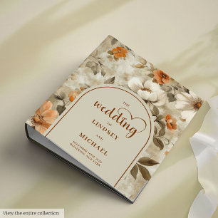 Chic Boho Neutral Ivory Olive Floral Memory Album 3 Ring Binder