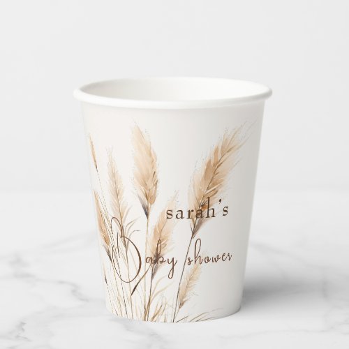  Chic boho Pampas grass Baby shower  Paper Cups