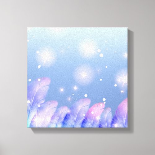 Chic Boho Pastel Purple Pink Feathers And Sparkles Canvas Print
