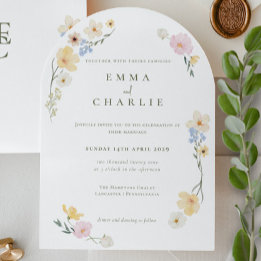 Chic Boho Pastel Wildflowers Spring Summer Wedding Invitation