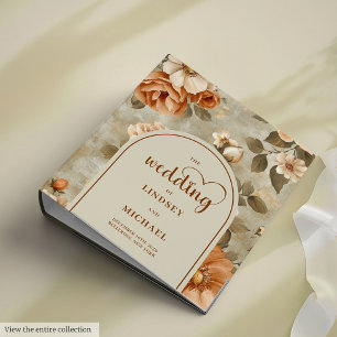 Chic Boho Rusty Ivory Floral Wedding Ring Binder