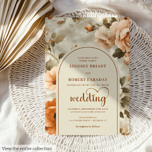 Chic Boho Rusty Ivory Sage Floral Wedding Invites