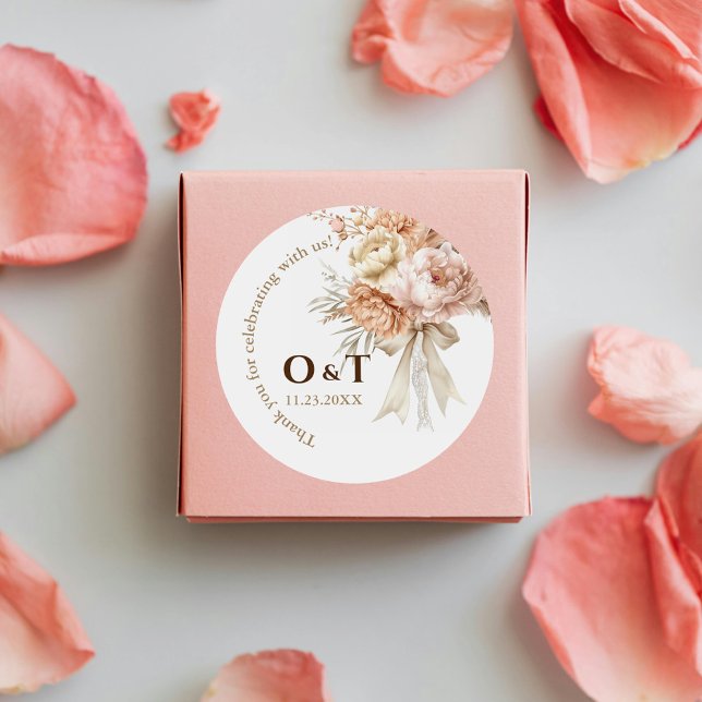 Chic Boho style Wedding Thank You Favor Sticker (Creator Uploaded)