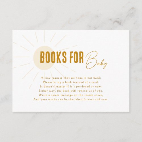 Chic Boho Sunshine Books For Baby Enclosure Card