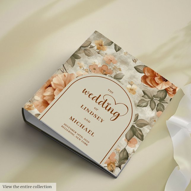 Chic Boho Terra Cotta Beige Sage Floral Wedding  3 Ring Binder (Chic Boho Terra Cotta Beige Sage Floral Wedding Ring Binder

)