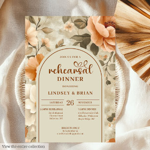 Chic Boho Terra Cotta Ivory Sage Floral Rehearsal Invitation