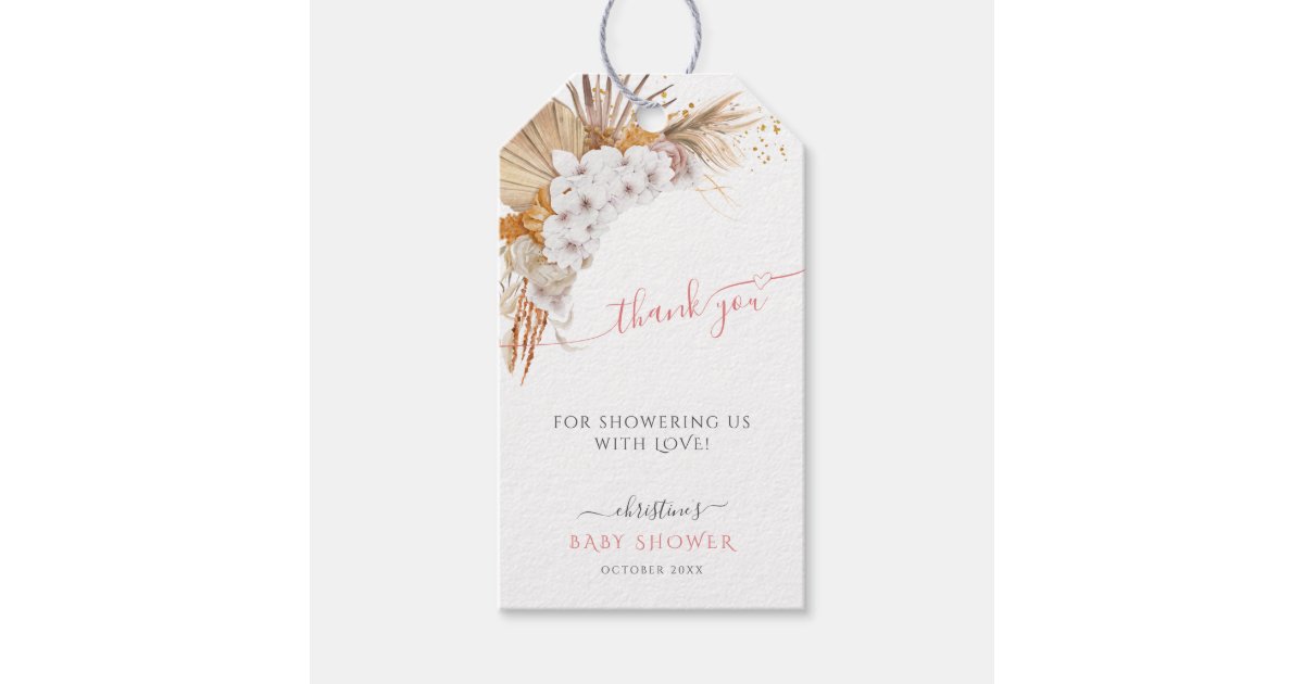 Chic Boho Terracotta Baby Shower Thank You Gift Tags | Zazzle
