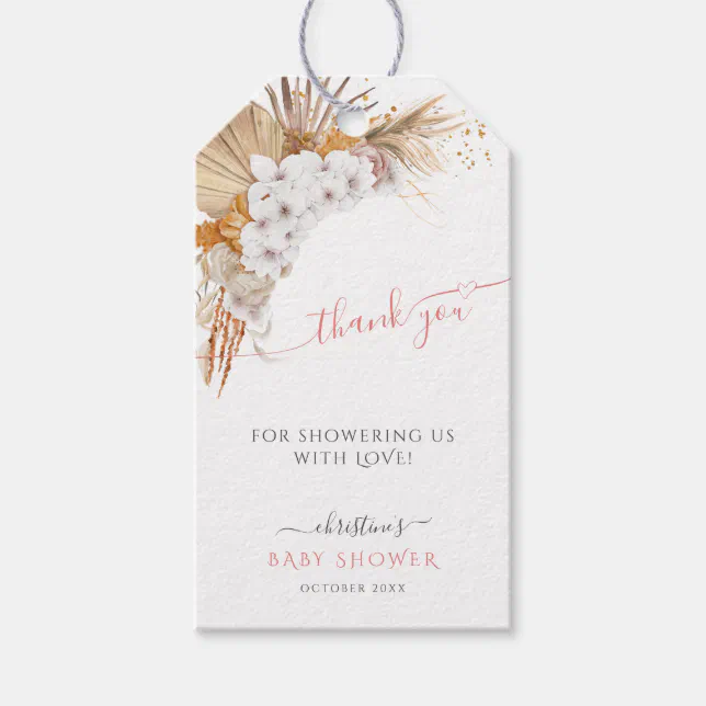 Chic Boho Terracotta Baby Shower Thank You Gift Tags | Zazzle