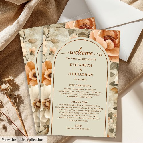 Chic Boho Terracotta Beige Sage Floral Program