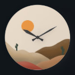 Chic Boho Terracotta Desert Cactus  Clock<br><div class="desc">A modern and chic wall clock perfect for a boho tropical themed bedroom or living room. It features a sunset setting in dessert with cactus. Perfect as a gift for newly weds,  friends with a housewarming party and birthdays.</div>