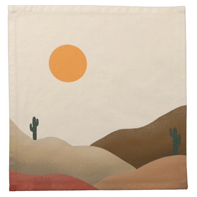 Chic Boho Terracotta Desert Cactus Cloth Napkin (Front)