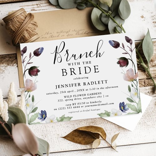 Chic Boho Wedding Wildflower Bridal Brunch Invitation