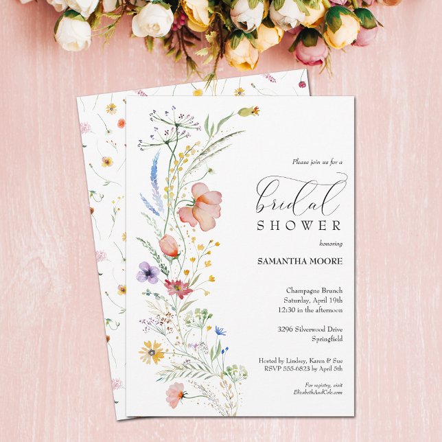 Chic Boho Wildflower Bridal Shower Invitation (Chic Boho Wildflower Bridal Shower Invitations - PRINTED and/or INSTANT DOWNLOAD)