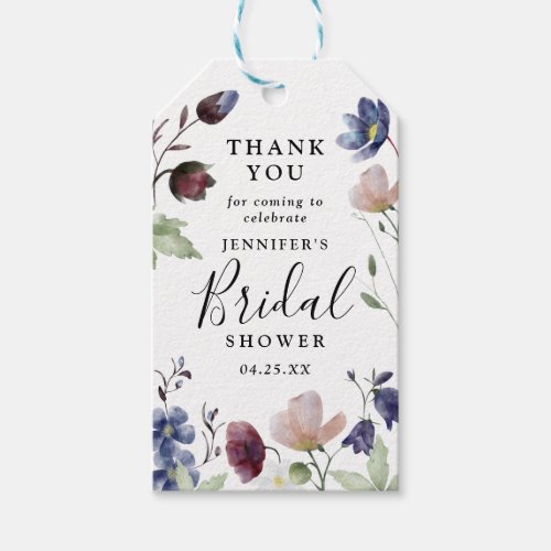 Chic Boho Wildflower Bridal Shower Thank You Gift Tags